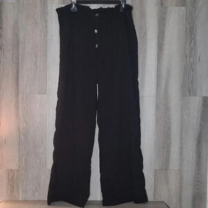 Casual Wide Leg Black Smocked Waist Lightweight Pants Womens Size XXL‎